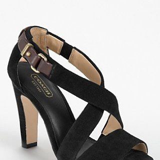 Coach Brea Open Toe Open Toe Heels Shoes Black Womens New/Display
