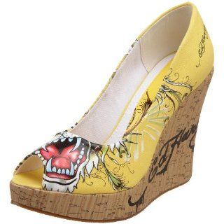 Ed Hardy Womens Casablanca Wedge Pump,Yellow 10SCA105W,5 M US Shoes