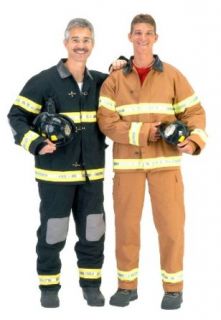 Adult Black Fireman Costume with Helmet   Adult Small