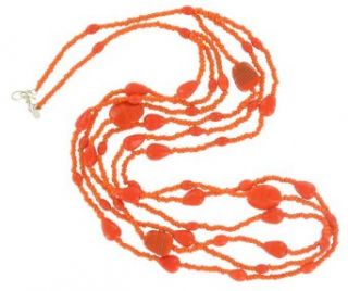 33 Bright Orange Glass Bead Necklace with a Hook and Eye