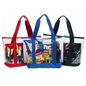 Large Clear Tote Bag with Zipper Closure (Blue) Clothing