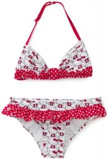 Hello Kitty Girls 7 16 Iconic Ruffle Bikini Set, White, 10
