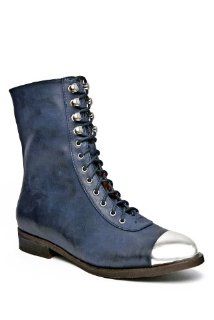 Jeffrey Campbell Zorro Cap Casual Low Heel Boot   Navy Silver Shoes