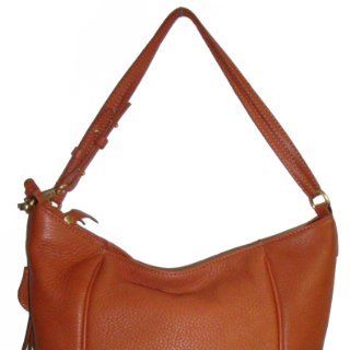 Womens Tahari Large Genuine Leather Tote Handbag (Pumpkin)