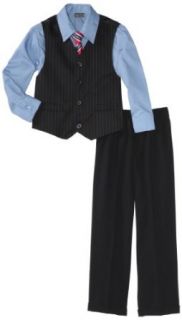 Perry Ellis Boys 2 7 Double Stripe Vest Set, Navy, 2T