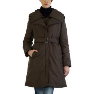 Jessie G. Womens Belted Puffer coat with Removable Hooded