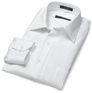 Wrinkle Free Fitted Stretch Solid Shirt, White, 15   32/33 Clothing