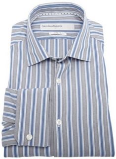 Stripe French Cuff Slim Fit Dress Shirt, Blue, 15 32/33 Clothing