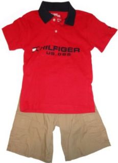 Toddler Boys Tommy Hilfiger 2 Piece Outfit Red/Khaki (2T
