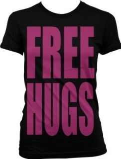 Free Hugs Neon Design Juniors T shirt, Big and Bold Funny