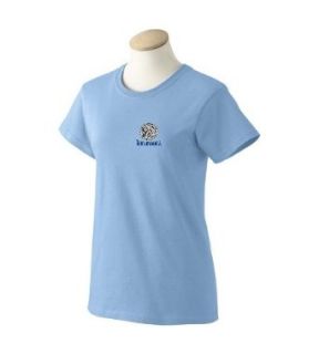 Custom embroidered volleyball face design on ladies t