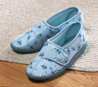 Velcro Strap Slippers Womens Blue Large By Collections Etc Shoes