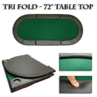 72 Inch Tri fold Poker Table Top W/cup Holders Sports