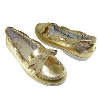 Coach Womens Carisa Metallic Calf Flat Shoes (Gold)