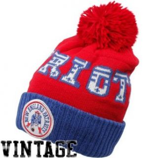 Patriots Throwback Cuff Knit Beanie with Pom Clothing