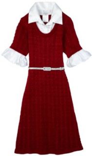 Bonnie Jean Girls Cable Knit Sweater Dress, Red, 16