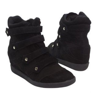 QUPID Womens PATROL23 High Top Fashion Wedge Heel Velcro Sneakers
