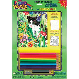 Pencil Works Color By Number Kit  Kitty In Flowers