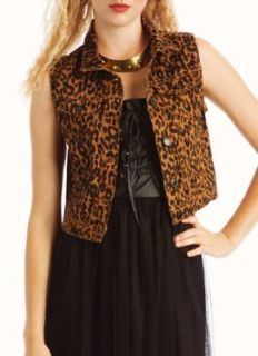 leopard print denim vest LG LEOMOCHA Clothing