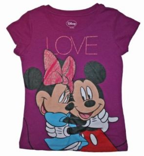 Mickey & Minnie Mouse Girls Graphic T Shirt (6/6x, Violet