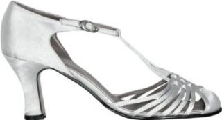 Ladies Silver 20s Style Strap Shoes Shoes