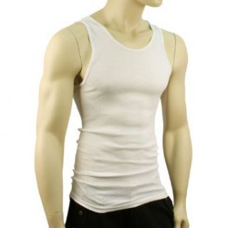 Ribbed Tank Top Under Shirt Crew Neck White 46 48 Chest XL Clothing