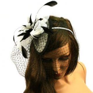Veil Lace Feathers Hat Fascinator Headband Head Piece
