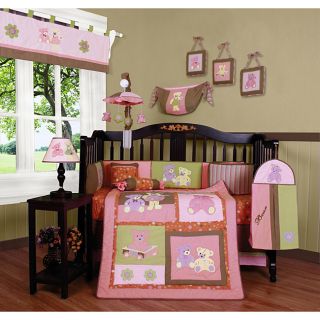 Pink Teddy Bear 13 piece Crib Bedding Set