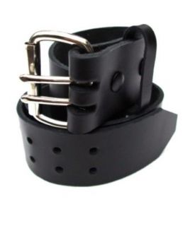 Mens Heavy Duty Black Leather Belt 2 Wide (46) Clothing