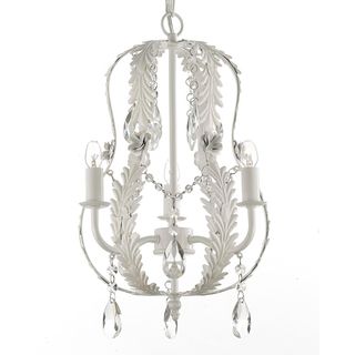 Gallery 1 light White Wrought Iron and Crystal Chandelier