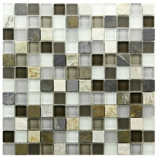 SomerTile Reflections Square 1 in Tundra Glass/Stone Mosaic Tile (Pack
