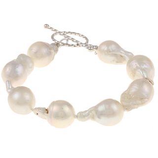 White Freshwater Baroque Pearl Bracelet (13 16 mm)