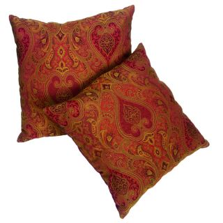 Rust/Red Jacquard Paisley 18 inch Pillows (Set of 2)