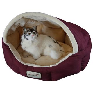 Armarkat 18 inch Burgundy and Beige Waterproof Skid Free Base Pet Bed