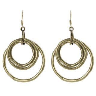 Journee Collection Goldtone Vintage Three Circle Dangle Earrings