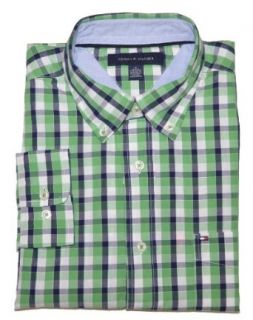 Tommy Hilfiger Men Plaid Long Sleeve Logo Shirt (XL, Green