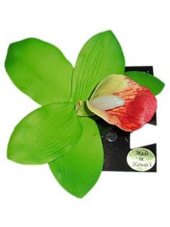 GREEN ORCHID FLOWER HAIR CLIP  MADE IN HAWAII Clothing