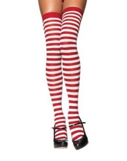 Red & White Striped Thigh High Stockings Sexy Christmas