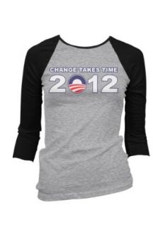 Change Takes Time Obama 2012 Juniors Raglan Baseball Shirt