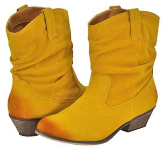 com Qupid Trio 01 Mustard Faux Suede Women Cowboy Ankle Boots Shoes