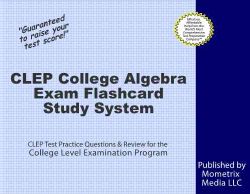 Clep College Algebra Exam Flashcard Study System Clep Test Practice