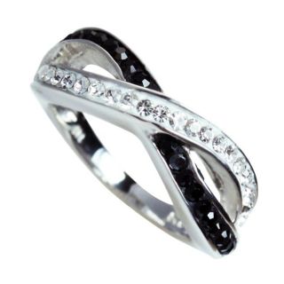 Sterling Silver Black and White Crystal Ring
