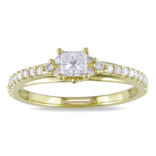 Miadora 10k Yellow Gold 1/2ct TDW Diamond Engagement Ring (H I, I2 I3