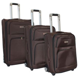 Dejuno Coffee Brown Luxury 3 piece Expandable Upright Luggage Set