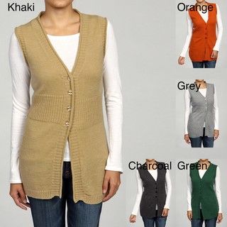 Lou Lou Womens Ribbed Trimmed 4 button Vest