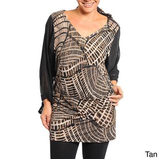 Stanzino Womens Plus Size Geometric Print Tunic