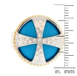 Meredith Leigh Two tone Sterling Silver Turquoise Cross Ring