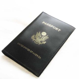 Genuine Leather USA Black Passport Travel Cover