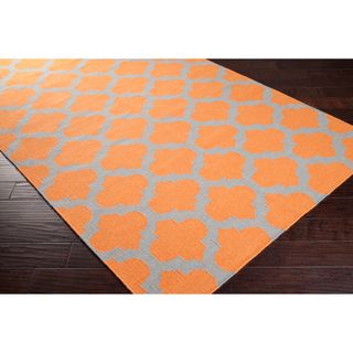 Hand woven Orange Caroni Wool Rug (5 x 8)