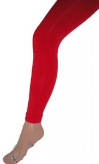 Adult Red Ankle Length Leggings Footless Tights Nylon